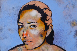 emiliano-stella---Lucy---tecnica-mista-su-tessuto-incollata-su-legno---portrait---street-art---pop-art---informal-art